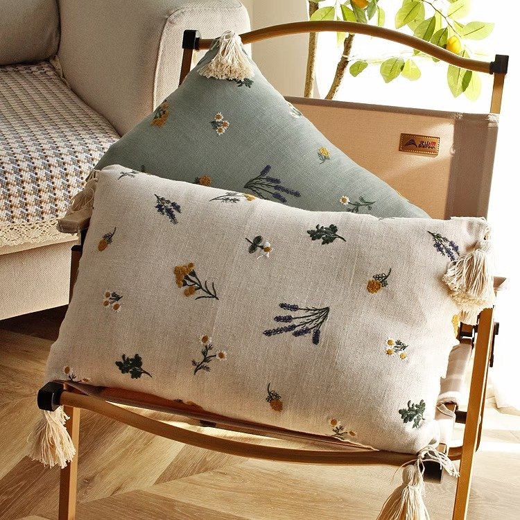 Botanical Cord Stitch Lumbar Cushion